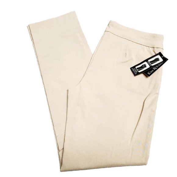 Kim Rogers Pants - Kim Rogers Super Stretch Pants - NWT - Straight Leg Tummy Panel Size 6 Tan